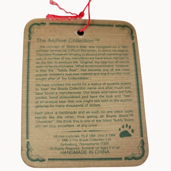 Vintage 1990-93 Boyd's Bears "Cecil" Fluffy Toy Plush Teddy Bear w/ Tags - Picture 7 of 7